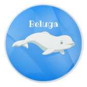Gepersonaliseerd Beluga Whale Blue, White Arctic O Keramische Knop (Voorkant)