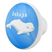 Gepersonaliseerd Beluga Whale Blue, White Arctic O Keramische Knop (Rechts)
