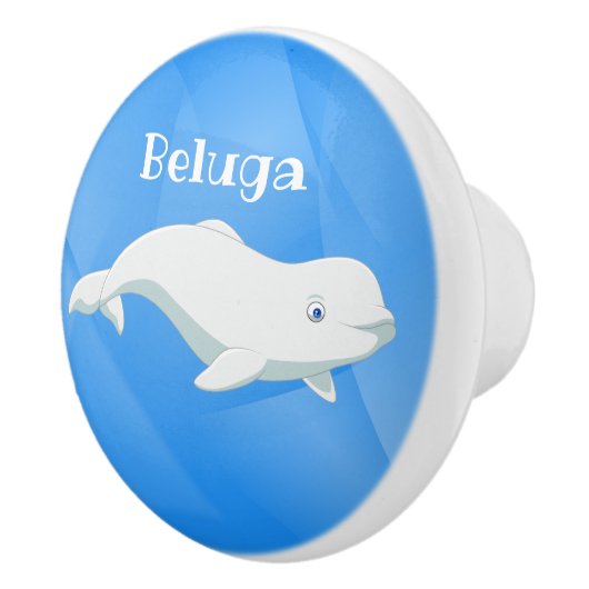 Gepersonaliseerd Beluga Whale Blue, White Arctic O Keramische Knop (Rechts)