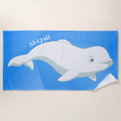 Gepersonaliseerd Beluga Whale Blue, White Arctic O Strandlaken (Voorkant)