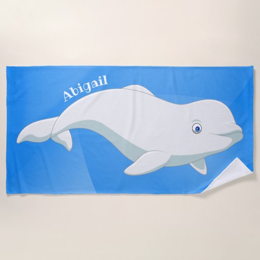 Gepersonaliseerd Beluga Whale Blue, White Arctic O Strandlaken (Voorkant)