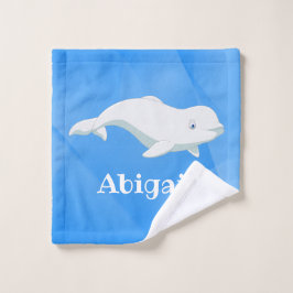 Gepersonaliseerd Beluga Whale Blue, White Arctic O Washandje