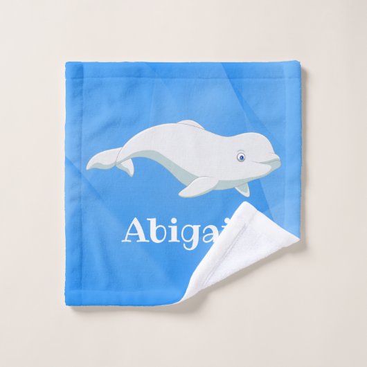 Gepersonaliseerd Beluga Whale Blue, White Arctic O Washandje (Wasdoekje)