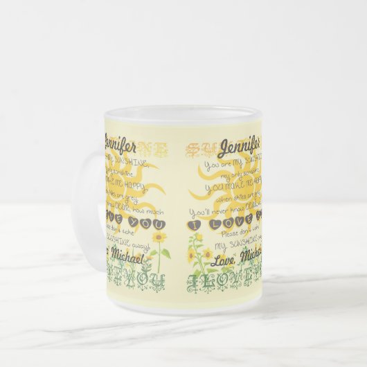 Gepersonaliseerd ben je mijn zonneschijn matglas koffiemok (Voorkant links)