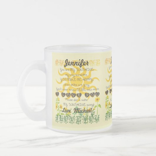 Gepersonaliseerd ben je mijn zonneschijn matglas koffiemok (Links)