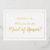 Gepersonaliseerd Bent u mijn Maid van Honor Foto? Folie Uitnodiging (Voorkant)