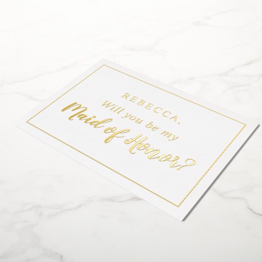 Gepersonaliseerd Bent u mijn Maid van Honor Foto? Folie Uitnodiging (Gedraaid)