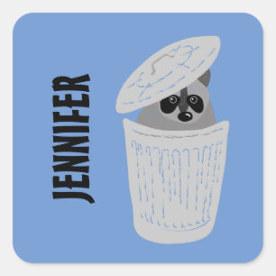 Gepersonaliseerd bereik in een vuilnisbak vierkante sticker