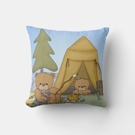Gepersonaliseerd Beren Campout Kussen (Voorkant)