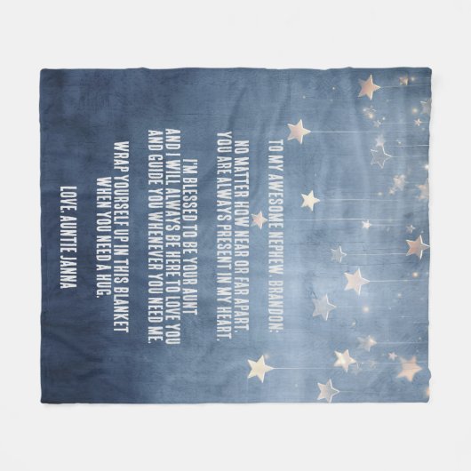 Gepersonaliseerd bericht Blue Stars neef Fleece Deken (Voorkant (Horizontaal))