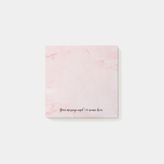 Gepersonaliseerd Bericht Elegant Script Roze Marme Post-it® Notes (Voorkant)