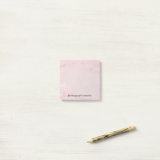 Gepersonaliseerd Bericht Elegant Script Roze Marme Post-it® Notes (Op bureau)