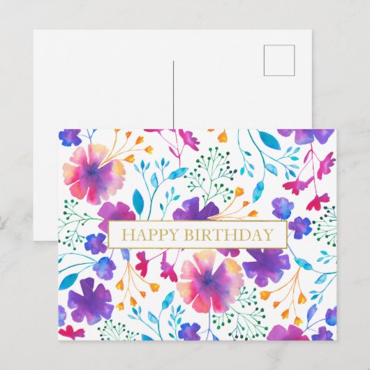 Gepersonaliseerd bericht Floral Pattern Briefkaart (Voorkant / Achterkant)