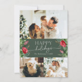 Gepersonaliseerd bericht Forest Green Foliage 3 Fo Feestdagenkaart (Voorkant)