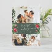 Gepersonaliseerd bericht Forest Green Foliage 3 Fo Feestdagenkaart (Staand voorkant)