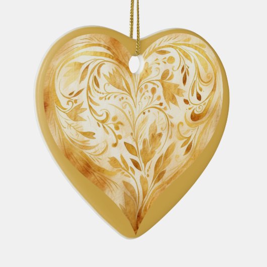 Gepersonaliseerd bericht Kleurrijk "Goud" Bloemig Keramisch Ornament (Rechts)