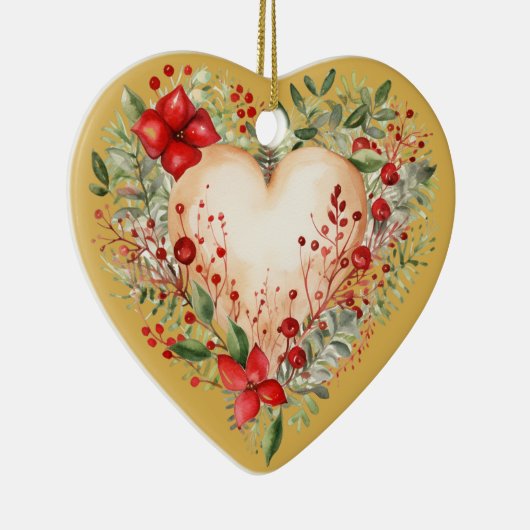 Gepersonaliseerd bericht Kleurrijk "Goud" Bloemig  Keramisch Ornament (Rechts)