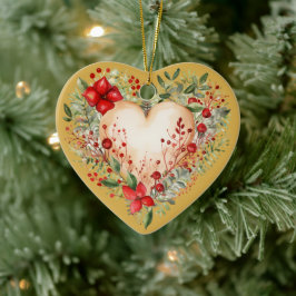 Gepersonaliseerd bericht Kleurrijk "Goud" Bloemig  Keramisch Ornament