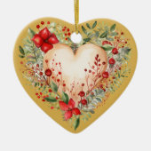 Gepersonaliseerd bericht Kleurrijk "Goud" Bloemig  Keramisch Ornament (Voorkant)