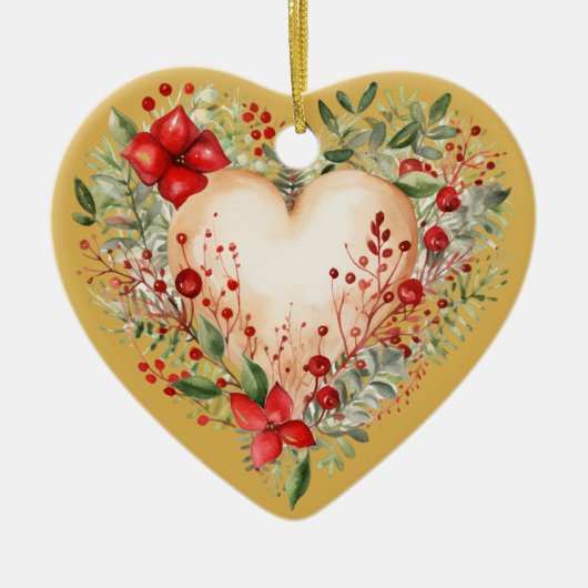 Gepersonaliseerd bericht Kleurrijk "Goud" Bloemig Keramisch Ornament (Voorkant)