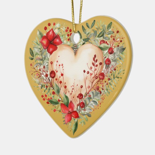 Gepersonaliseerd bericht Kleurrijk "Goud" Bloemig Keramisch Ornament (Links)