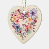 Gepersonaliseerd bericht Kleurrijke Floral Heart G Keramisch Ornament (Links)