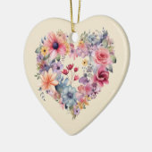 Gepersonaliseerd bericht Kleurrijke Floral Heart G Keramisch Ornament (Links)