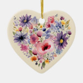 Gepersonaliseerd bericht Kleurrijke Floral Heart G Keramisch Ornament (Voorkant)