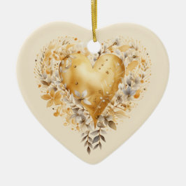 Gepersonaliseerd bericht Kleurrijke Floral Heart G Keramisch Ornament