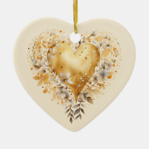 Gepersonaliseerd bericht Kleurrijke Floral Heart G Keramisch Ornament