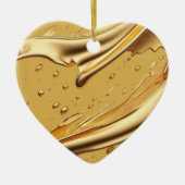 Gepersonaliseerd bericht Kleurrijke "gouden" hart  Keramisch Ornament (Voorkant)