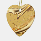 Gepersonaliseerd bericht Kleurrijke "gouden" hart  Keramisch Ornament (Links)