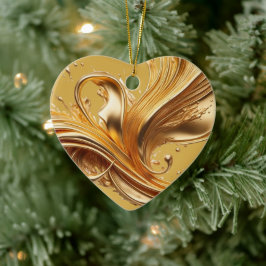 Gepersonaliseerd bericht Kleurrijke "gouden" hart  Keramisch Ornament