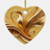Gepersonaliseerd bericht Kleurrijke "gouden" hart Keramisch Ornament (Voorkant)