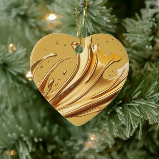 Gepersonaliseerd bericht Kleurrijke "gouden" hart  Keramisch Ornament (Boom)