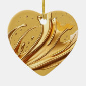 Gepersonaliseerd bericht Kleurrijke "gouden" hart  Keramisch Ornament (Voorkant)