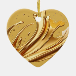 Gepersonaliseerd bericht Kleurrijke "gouden" hart Keramisch Ornament
