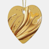 Gepersonaliseerd bericht Kleurrijke "gouden" hart  Keramisch Ornament (Links)