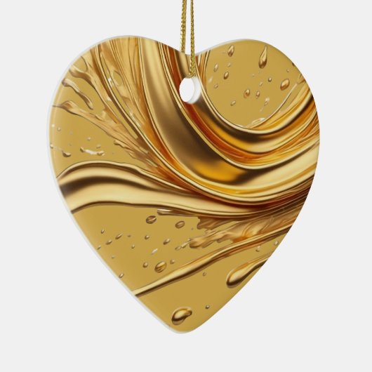 Gepersonaliseerd bericht Kleurrijke "gouden" hart  Keramisch Ornament (Rechts)