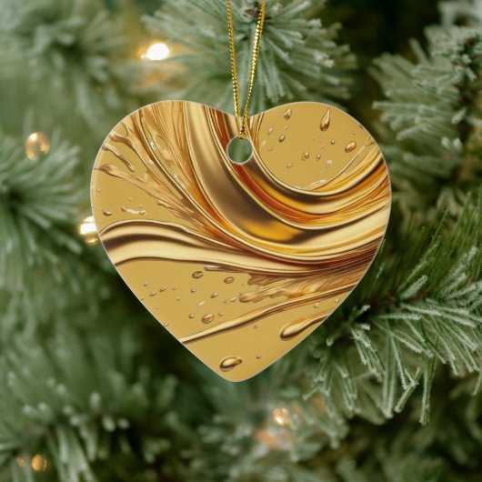 Gepersonaliseerd bericht Kleurrijke "gouden" hart Keramisch Ornament (Boom)
