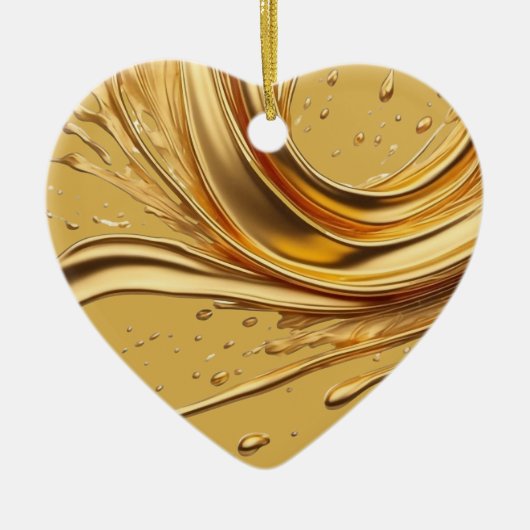 Gepersonaliseerd bericht Kleurrijke "gouden" hart  Keramisch Ornament (Voorkant)