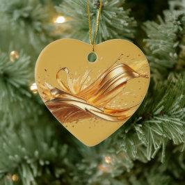 Gepersonaliseerd bericht Kleurrijke "gouden" hart  Keramisch Ornament
