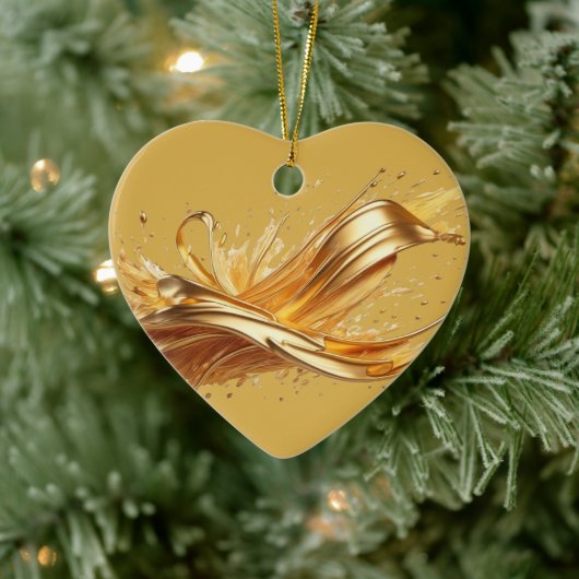 Gepersonaliseerd bericht Kleurrijke "gouden" hart  Keramisch Ornament (Boom)