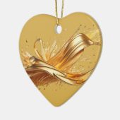Gepersonaliseerd bericht Kleurrijke "gouden" hart  Keramisch Ornament (Links)