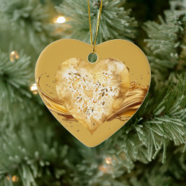 Gepersonaliseerd bericht Kleurrijke "gouden" hart  Keramisch Ornament