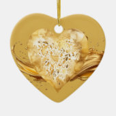 Gepersonaliseerd bericht Kleurrijke "gouden" hart  Keramisch Ornament (Voorkant)