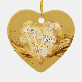 Gepersonaliseerd bericht Kleurrijke "gouden" hart Keramisch Ornament