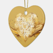 Gepersonaliseerd bericht Kleurrijke "gouden" hart  Keramisch Ornament (Links)