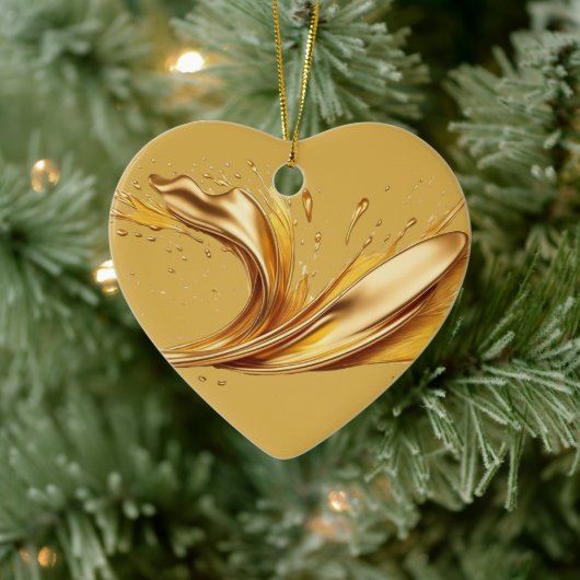 Gepersonaliseerd bericht Kleurrijke "gouden" hart  Keramisch Ornament (Boom)