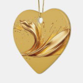 Gepersonaliseerd bericht Kleurrijke "gouden" hart  Keramisch Ornament (Links)